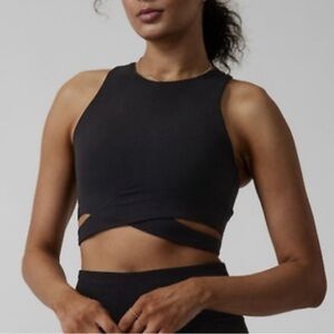 Athleta Conscious Crop Cut-Out Sports Bra Size Small in Black EUC